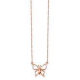14K Rose Gold Butterfly Necklace with Polished Finish Elegant and Themed Design