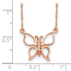 14K Rose Gold Butterfly Necklace with Polished Finish Elegant and Themed Design