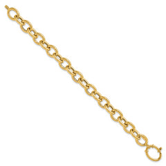 14k Polished Fancy Oval Link Bracelet