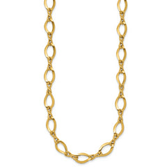 14K Gold Fancy Link Necklace with Polished Twisted Design
