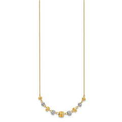 14K Two-Tone Gold Diamond-Cut Beaded Necklace with Polished Finish