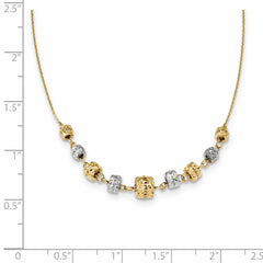 14K Two-Tone Gold Diamond-Cut Beaded Necklace with Polished Finish