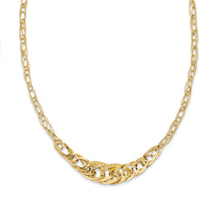 Sophia Jewelers 14K Gold Textured Fancy Link Necklace 18 Handcrafted Elegance