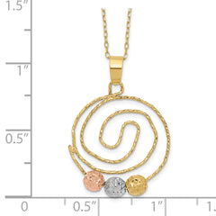 Sophia Jewelers 14K Tri-Color Gold Spiral Pendant Necklace with Polished Finish