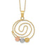 14k Tri-color D/C Beads on Spiral Pendant Necklace