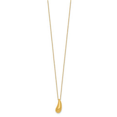 Sophia Jewelers 14K Gold Polished Teardrop Necklace with Elegant Rolo Chain