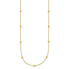 Sophia Jewelers 14K Gold Polished Diamond-Cut Beaded Necklace