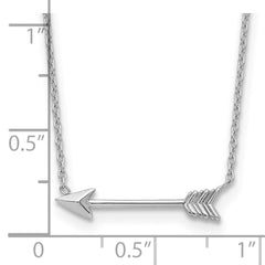 14K White Gold Polished Arrow Necklace with Rhodium Curb Chain