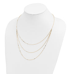 14K Gold Polished Triple Strand Necklace with Elegant Design for Women