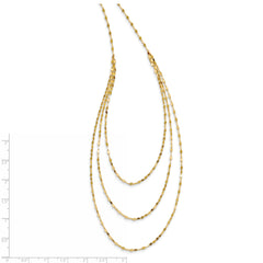 14K Gold Polished Triple Strand Necklace with Elegant Design for Women