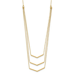 14K Gold Multi-Strand Bar Necklace with Adjustable Polished Elegance