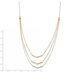 14K Gold Multi-Strand Bar Necklace with Adjustable Polished Elegance