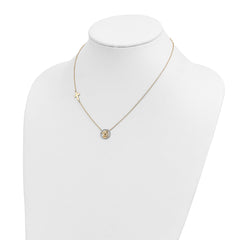 14K Gold Rhodium-Plated Angel & Cross Necklace with Diamond-Cut Elegance