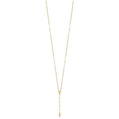 14K Gold Unisex Rosary Necklace with Polished Diamond-Cut Finish