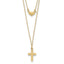 14k Polished 2-Strand D/C Cross & Heart w/2in. Ext. Necklace
