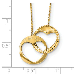 14K Gold Polished Double Heart Necklace with Extender Elegant Gift