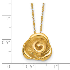 14K Gold Polished Puffed Rose Necklace with Elegant Hollow Design