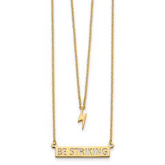 14K Gold Two-Strand Lightning Necklace with Polished Finish