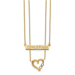 14K Gold Two-Strand Heart Necklace with Polished Finish