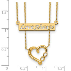 14K Gold Two-Strand Heart Necklace with Polished Finish