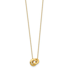 14K Gold Polished Interlocking Circle Necklace with Extender