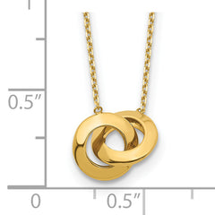 14K Gold Polished Interlocking Circle Necklace with Extender