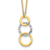 14k Two-tone Polished & Textured 3-Circle Necklace