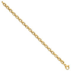 14K Gold Polished & Textured Fancy Link Bracelet