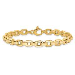 14K Gold Polished & Textured Fancy Link Bracelet