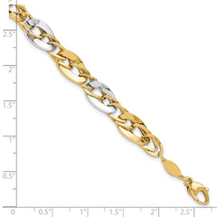 14K Two-tone Polished Fancy Double Curb Link Bracelet
