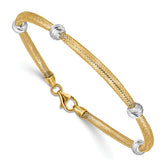 14K Two-tone D/C Beads Stretch Mesh Bracelet