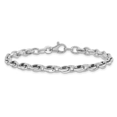 14K White Gold 7.5in Polished Fancy Link Bracelet