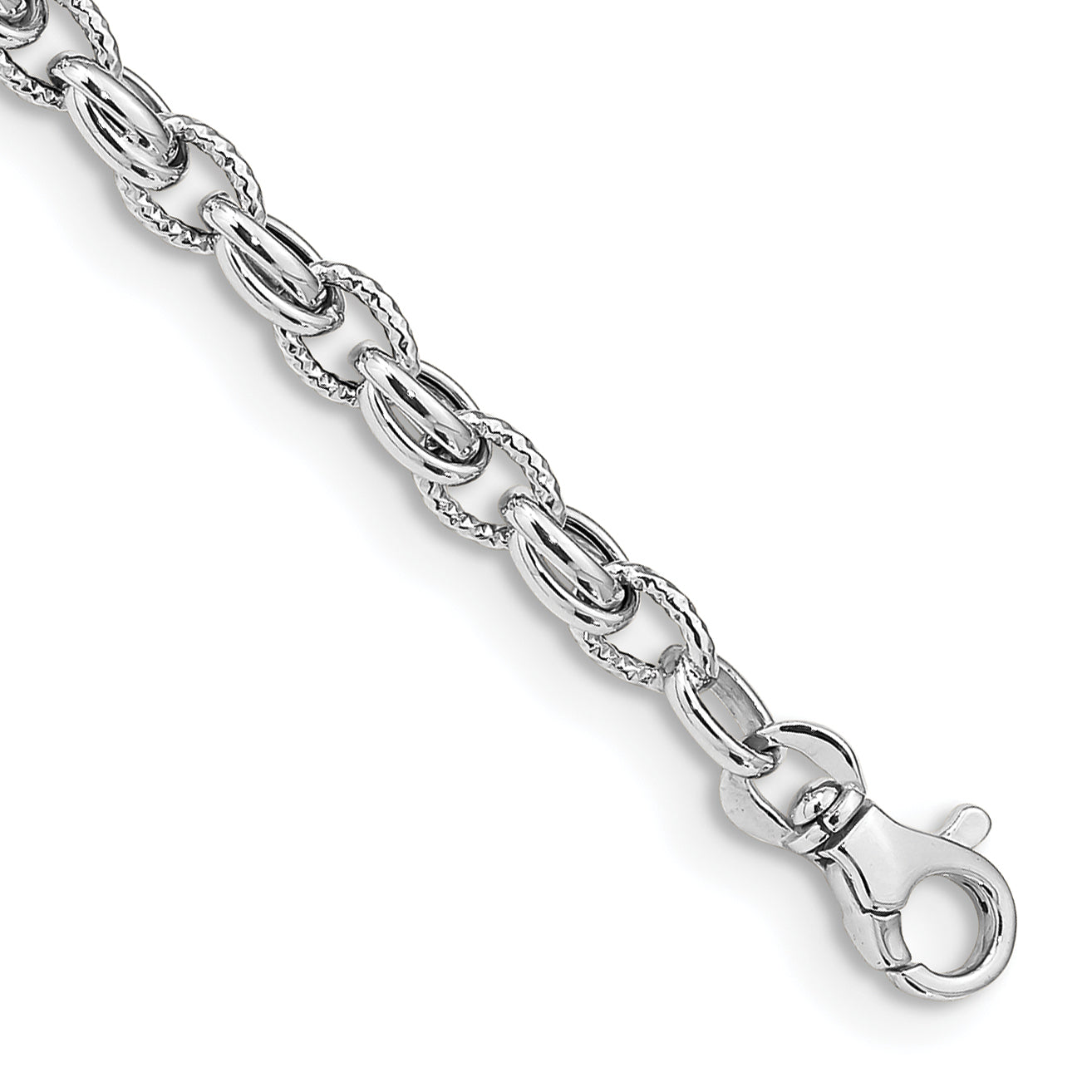 14K White Gold 7.5in Polished Fancy Link Bracelet