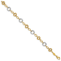 14K Two-tone Fancy Circles Cable Link Bracelet