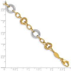 14K Two-tone Fancy Circles Cable Link Bracelet