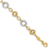 14K Two-tone Fancy Circles Cable Link Bracelet
