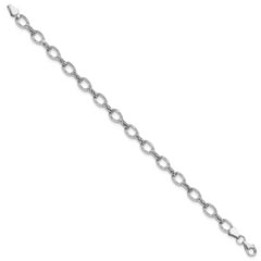 14k White Gold 7in Diamond-cut Polished Fancy Bracelet