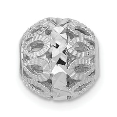 14K White Gold Diamond-cut Filigree Ball Chain Slide