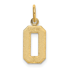 14K Small Brushed Diamond-cut Number 0 Charm