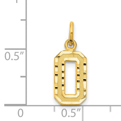 14K Small Brushed Diamond-cut Number 0 Charm