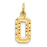 14k Small Brushed Diamond-cut Number 0 Charm