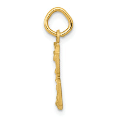 14K Small Brushed Diamond-cut Number 3 Charm