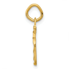 14K Small Brushed Diamond-cut Number 5 Charm