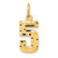 14k Small Brushed Diamond-cut Number 5 Charm