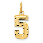 14k Small Brushed Diamond-cut Number 5 Charm