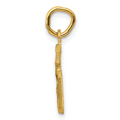 14K Small Brushed Diamond-cut Number 6 Charm