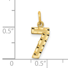 14K Small Brushed Diamond-cut Number 7 Charm