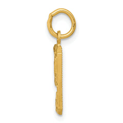 14K Small Brushed Diamond-cut Number 9 Charm