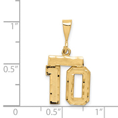 14K Small Diamond-cut Number 10 Charm