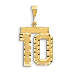 14k Small Brushed Diamond-cut Number 10 Charm